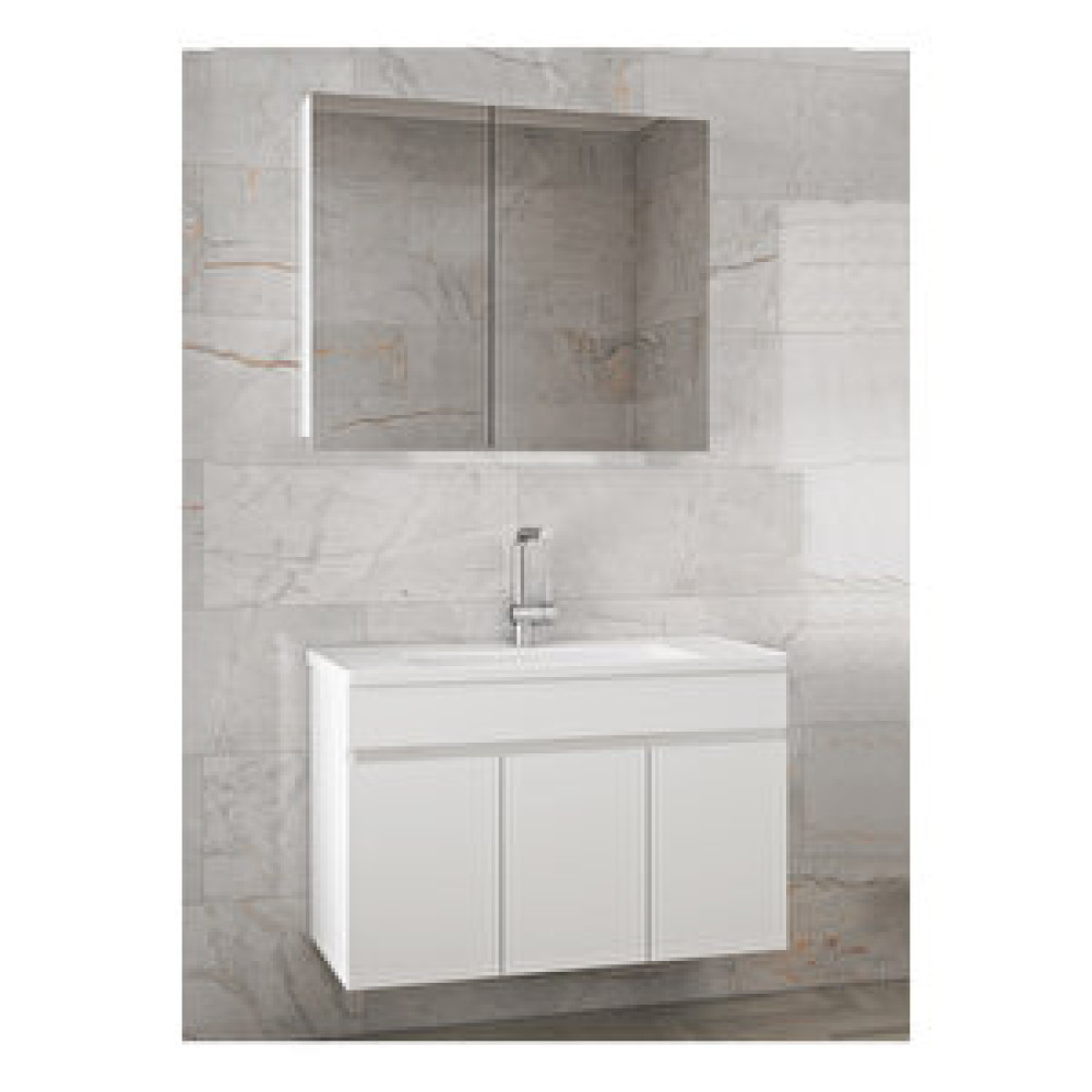 Alfa Banyo Viola3 Beyaz 80 Cm Mdf-Aynalı Banyo Dolabı-Seramik Lavabolu Banyo Dolabı Banyo Dolabı / Mobilyası Fiyatı