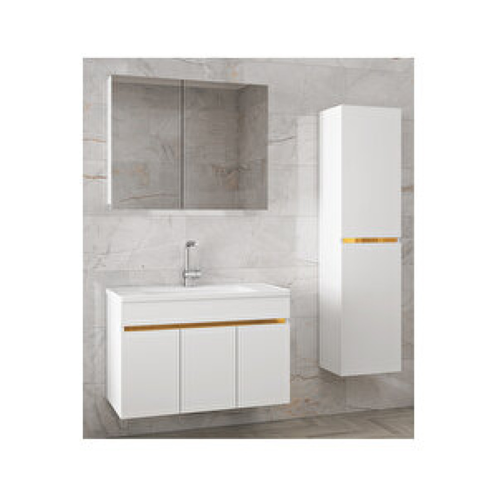 Alfa Banyo Viola3-S Beyaz 80+35 Cm Mdf-Aynalı Seramik Lavabolu Banyo Dolabı Takımı Banyo Dolabı / Mobilyası Fiyatı