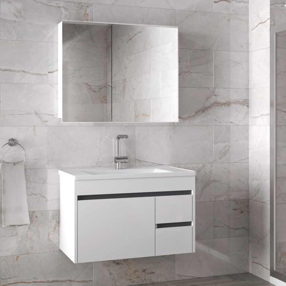Alfa Banyo Viosen-EA 80 cm Mdf Aynalı Lavabolu Banyo Dolabı Takımı Demonte Değil Banyo Dolabı / Mobilyası Fiyatı