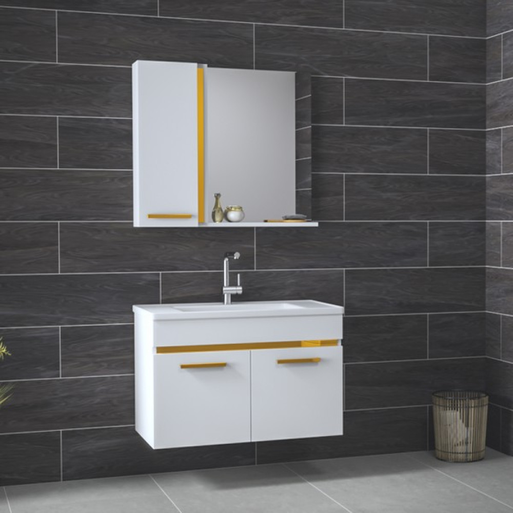 Alfa Banyo Yeni Gold Beyaz 65 cm Mdf Banyo Takımı-lavabolu banyo dolabı Banyo Dolabı / Mobilyası Fiyatı