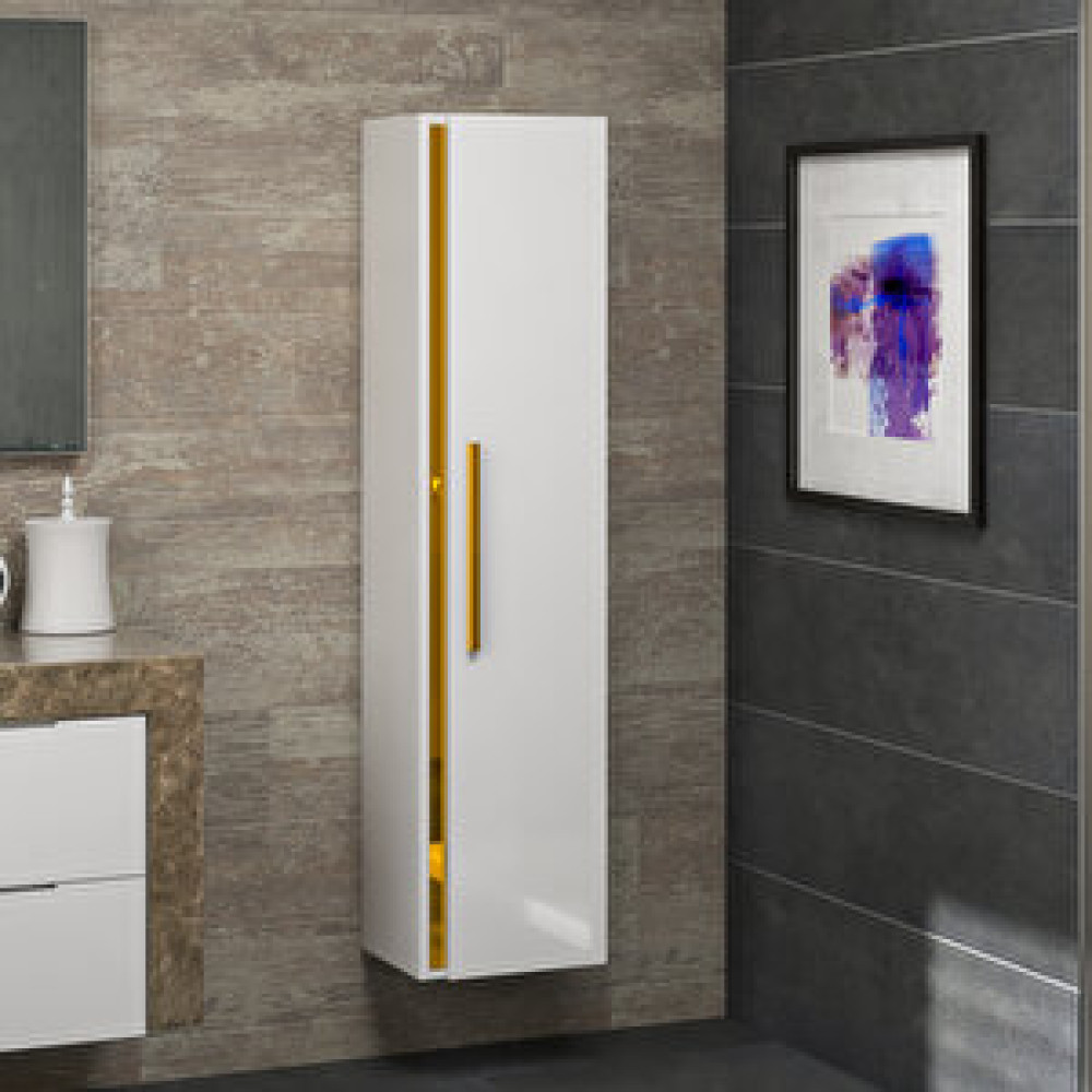 Alfa Banyo Yeni Gold Mdf Beyaz 140 Cm Banyo Boy Dolabı Banyo Dolabı / Mobilyası Fiyatı