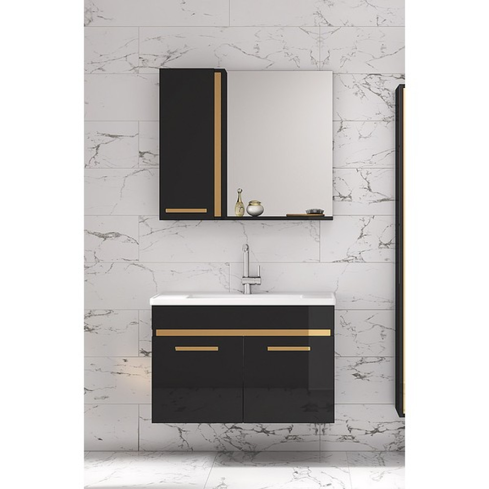 Alfa Banyo Yeni Gold Siyah 65 cm Lavabolu Banyo Dolabı Takımı**demonte Değil** Banyo Dolabı / Mobilyası Fiyatı