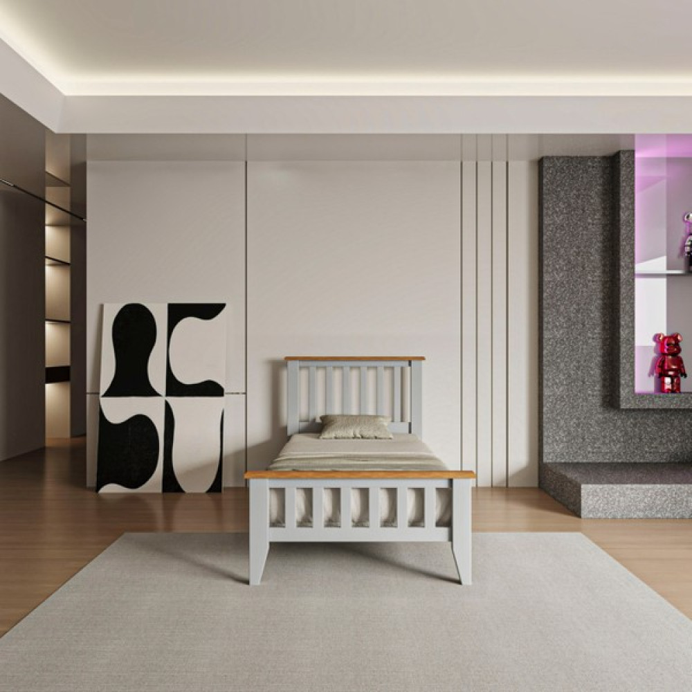 Alfa Country Prens 120X200 Çocuk ve Genç Odası Tek Kişilik Soft Gri Karyola - 120 x 200 cm Karyola Fiyatı