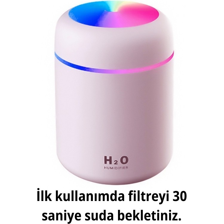 Alfa Gift H2O Humidifıer 300 ml Ulrasonik Hava Nemlendirici Buhar Makinesi ve Aroma Difüzörü Pembe Diğer Fiyatı