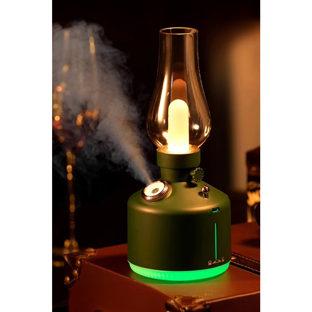 Alfa Gift Şarjlı Nostaljik Gaz Lambası Hava Nemlendirici ve Buhar Makinesi- Masa ve Gece Lambası Yeşil Diğer Fiyatı