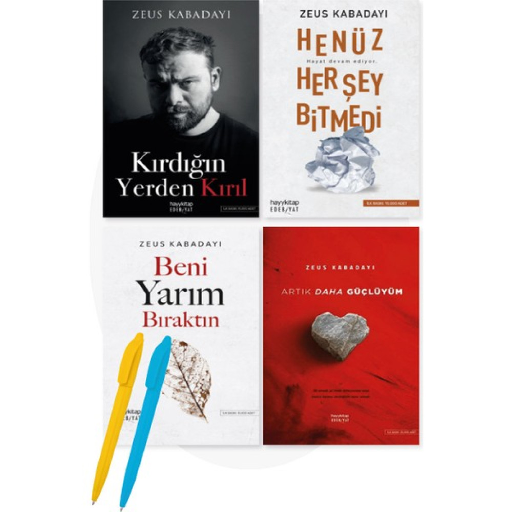 Alfa Kalem + Zeus Kabadayı 4 Kitap Set Kırdığın Yerden Kırıl + Beni Yarım Bırak + Artık Daha Güç Deneme - İnceleme Fiyatı