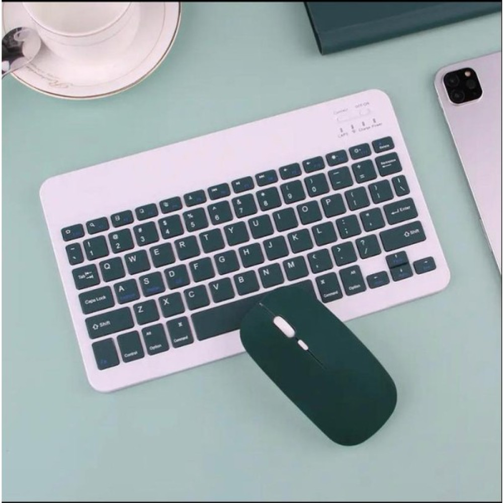 Alfa MEC Apple iPad 10.2 2021 A2603 A2604 Uyumlu Kablosuz Bluetooth Klavye+Mouse Set - Yeşil Klavye - Mouse Fiyatı