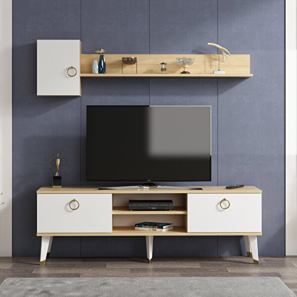 Alfa Tv Ünitesi Safir Meşe Beyaz 150 x 35 cm - Meşe - Beyaz Tv Ünitesi / Sehpası Fiyatı