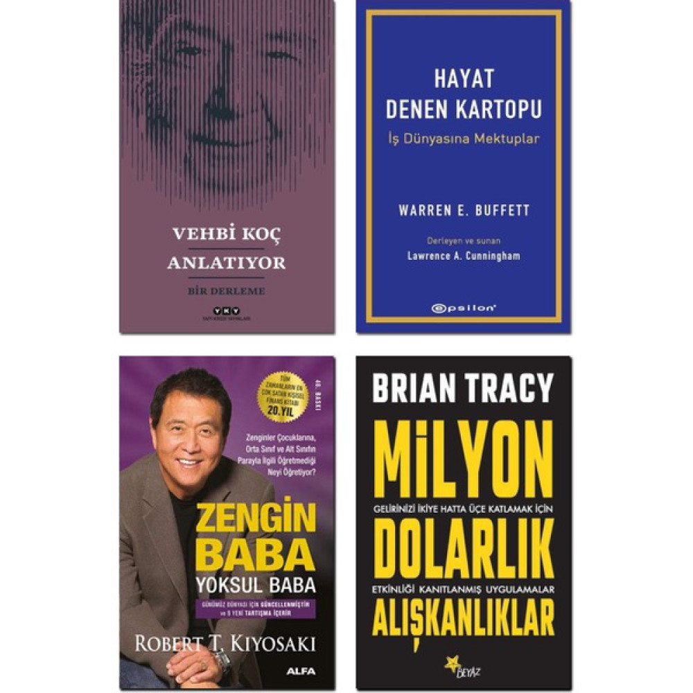 Alfa Yayınları Vehbi Koç Anlatıyor + Hayat Denen Kartopu / Warren Buffett + Zengin Baba Yoksul Baba / Robert T. Kiyosaki + Milyon Dolarlık Alışkanl... Ekonomi Pazarlama Kitapları Fiyatı