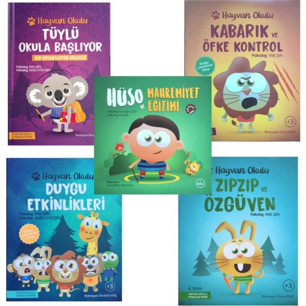 Alfa Zeka 5'li Set, Hüso ve Mahremiyet, Zıpzıp ve Özgüven, Kabarık ve Öfke Kontrol, Duygu Etkinlikleri, Tüylü Okula Başlıyor Zihinsel Gelişim Kitapları Fiyatı