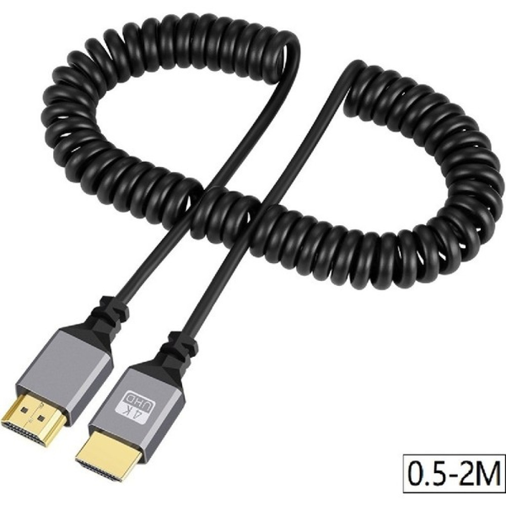 Alfais 4414 HDMI Spiral Yaylı Uzayabilen Fullhd 4K 60Hz UHD Kablo (0.5-2 Metre) HDMI Kablo Fiyatı