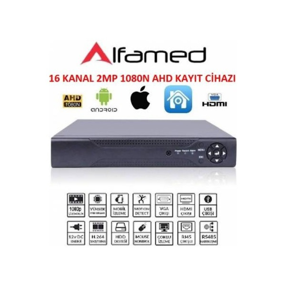 Alfamed 16 Kanal Ahd Kamera Kayıt Cihazı Hybrid 1080 Xmeye 2mp Güvenlik Sistemi Kayıt Cihazı Fiyatı