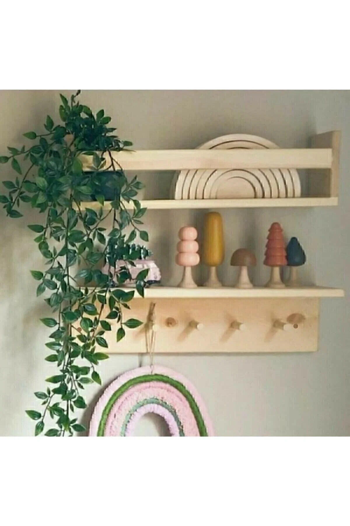 Algı 60 Cm Ahşap Askılık Raf Ve Kitaplık Raf Eğitici Montessori Raf 2li 60 Cm" Duvar Rafı Fiyatı