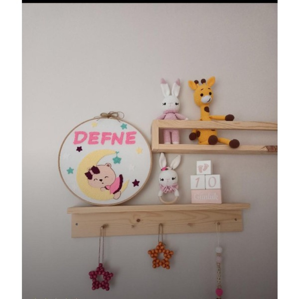 Algı Montessori Ahşap Askılık Raf ve Kitaplık 2'li 60 cm Duvar Rafı Fiyatı