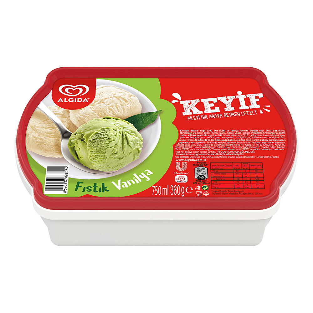 Algida Keyif Antepfıstık & Vanilya 750 ml Dondurma Fiyatı