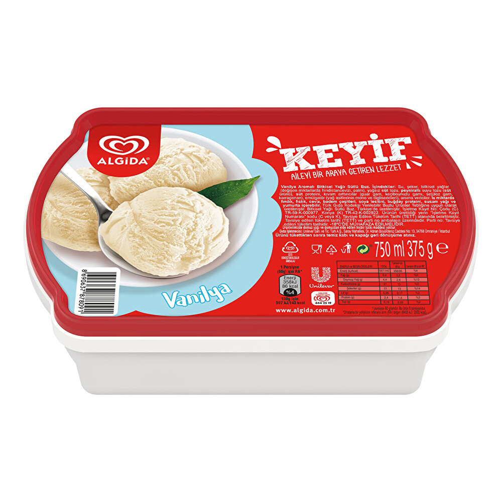 Algida Keyif Vanilya 750 ml Dondurma Fiyatı