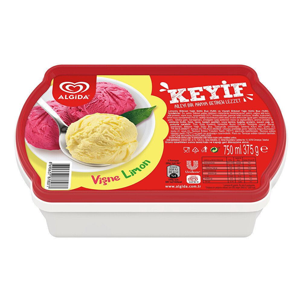 Algida Keyif Vişne & Limon 750 ml Dondurma Fiyatı