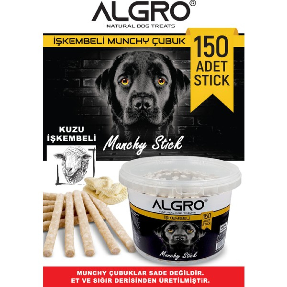 Algro Kuzu Işkembeli Munchy Stick Çiğnemelik Yenilebilir 150 Adet / Kova Ambalaj Oto Boyaları Fiyatı