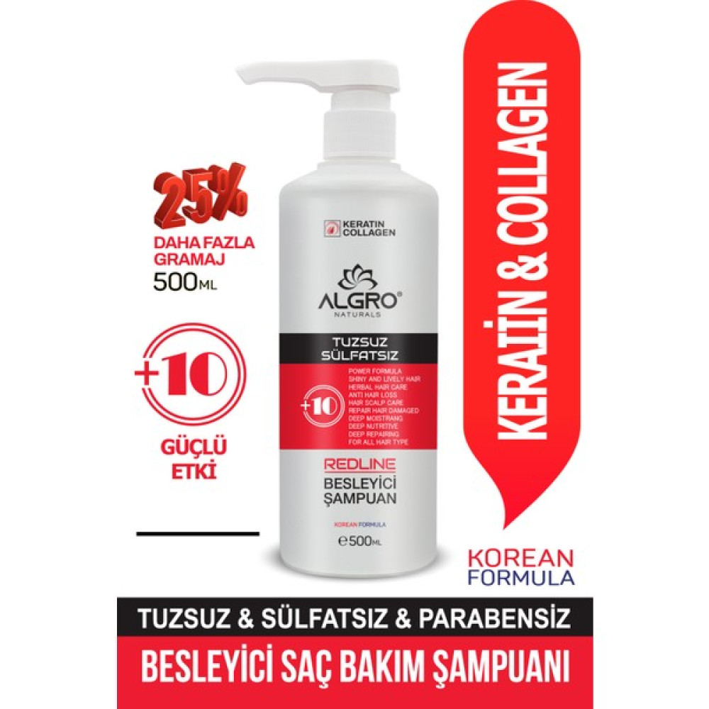 Algro Redline Keratin & Collagen Saç Bakım Şampuanı Tuzsuz Sülfatsız Şampuan Oto Boyaları Fiyatı