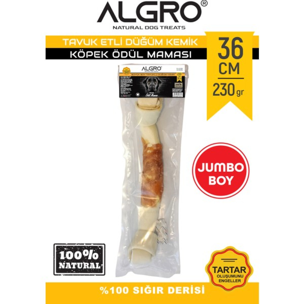 Algro Tavuklu Beyaz Düğüm Kemik Jumbo Boy 36 cm Sığır Derisinden 230 gr Oto Boyaları Fiyatı