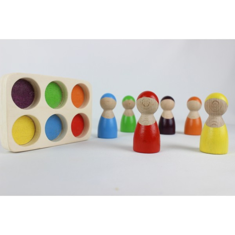 Ali Wooden 6'lı Waldorf Gökkuşağı İnsan Figürleri - Renkli Bebek Oyuncakları Fiyatı