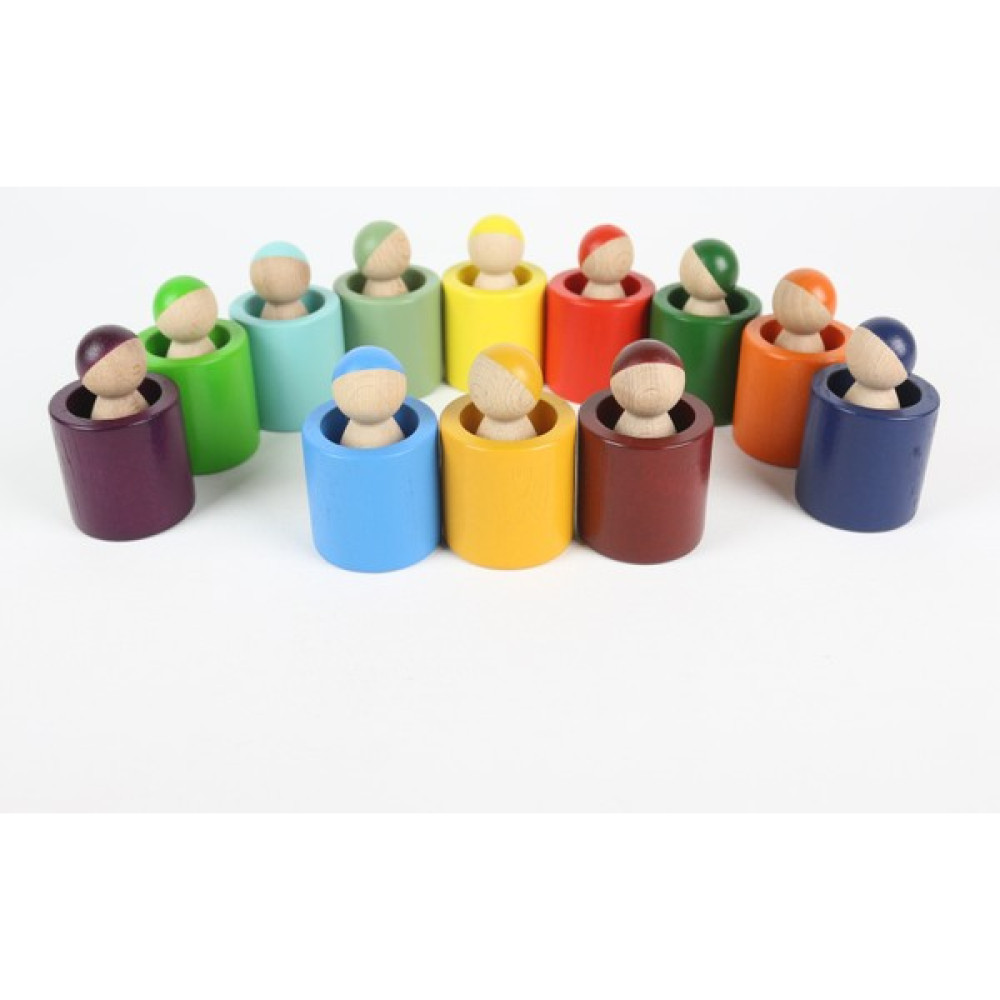 Ali Wooden Aliwooden 12 Li Waldorf Gökkuşağı Insan Figürü ve Kaseleri - Renkli Bebek Oyuncakları Fiyatı