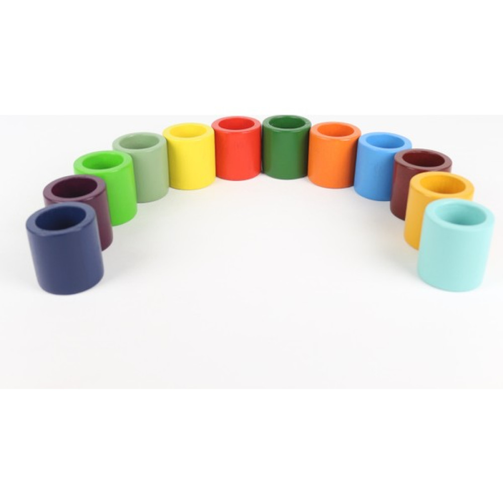 Ali Wooden Aliwooden 12 Li Waldorf Gökkuşağı Kaseleri - Renkli Bebek Oyuncakları Fiyatı