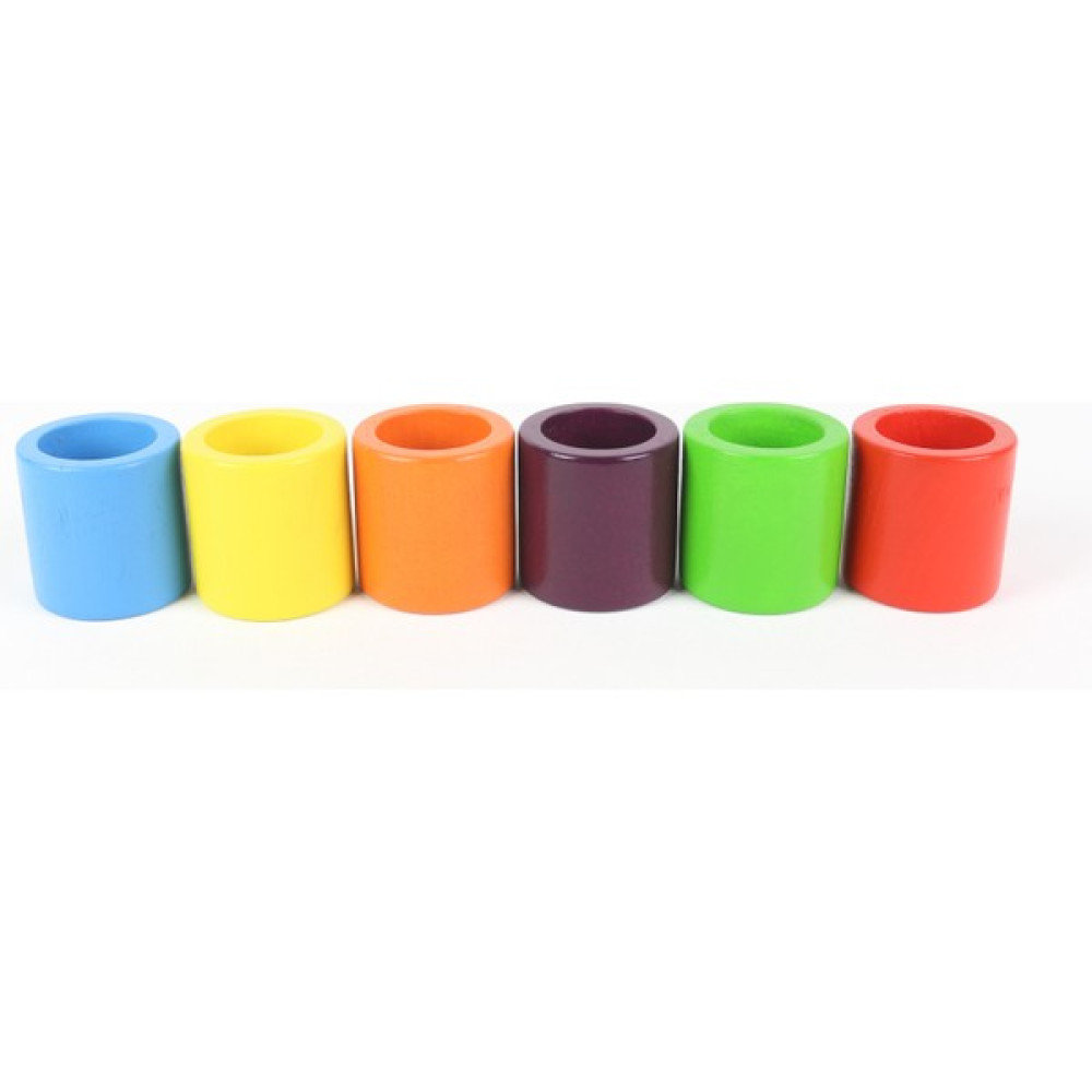 Ali Wooden Aliwooden 6 Lı Waldorf Gökkuşağı Kaseleri - Renkli Bebek Oyuncakları Fiyatı