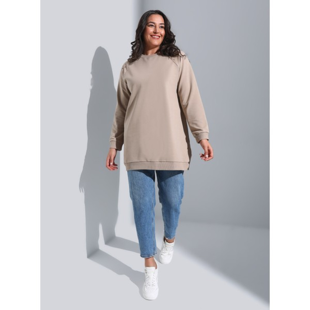 Alia Büyük Beden Basic Sweatshirt Tas Rengi Alia Bayan Sweatshirt Fiyatı