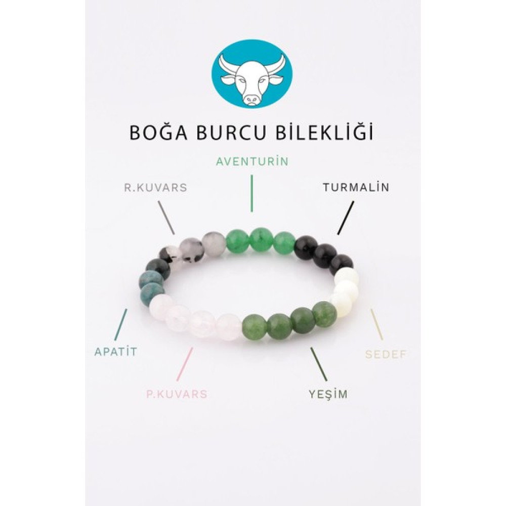 Alibaba Doğaltaş Boğa Burcu Taşlarından Oluşan Doğal Taş Bileklik 8 mm Küre Kesim - Burç Bilekliği - Renkli Saat ve Bileklik Aksesuarı Fiyatı
