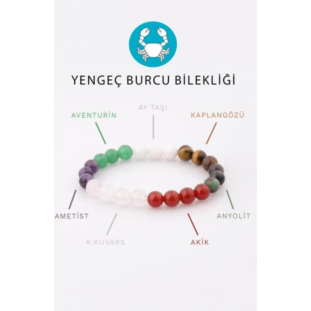 Alibaba Doğaltaş Yengeç Burcu Taşlarından Oluşan Doğal Taş Bileklik 8 mm Küre Kesim - Burç Bilekliği - Renkli Saat ve Bileklik Aksesuarı Fiyatı