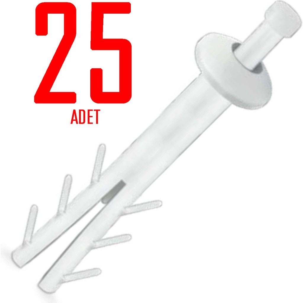 Aliden Pratik Plastik Çivili Korniş Dübeli Del Çak Dübeli 25 Adet Diğer Fiyatı