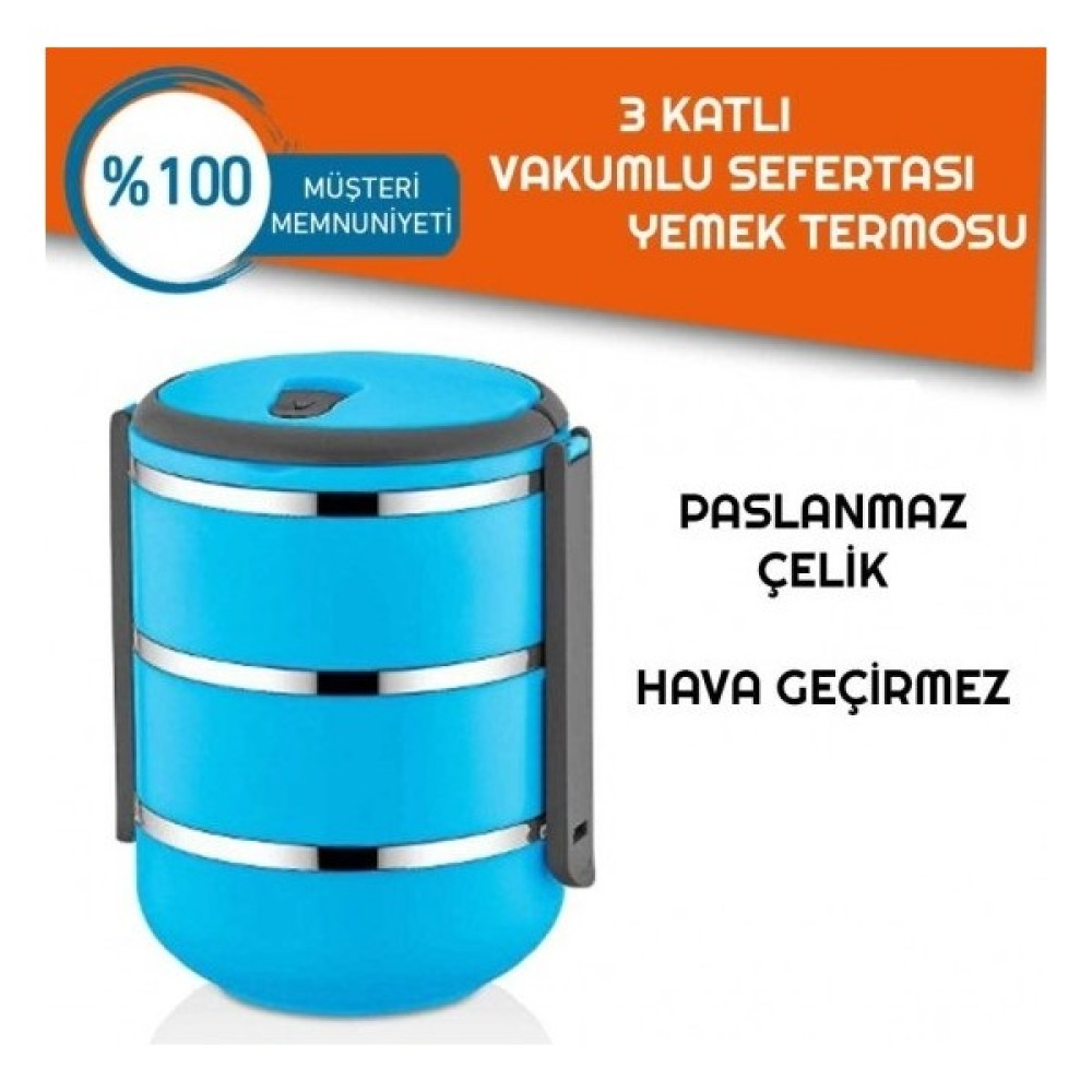 Alife Sefer Tası Yemek Termosu Saklama Kabı Termosu 3lü - Mavi - Beyaz Eşya Saklama Kutusu Fiyatı