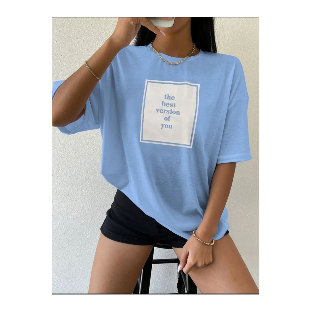 ALİKA Baskılı Oversize Unisex T-shirt L Beden Bayan T-shirt Fiyatı