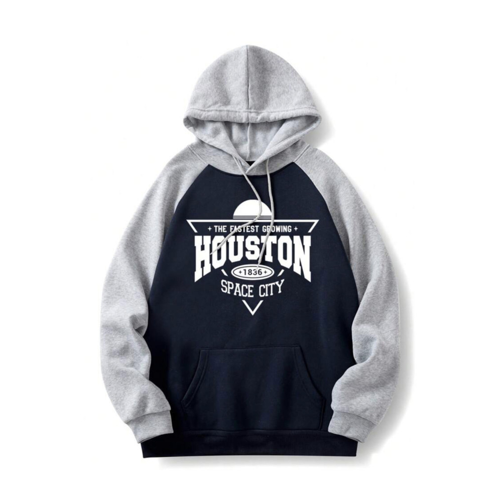 ALİKA Kapüşonlu Lacivert Gri Kollu Houston Space Oversıze Sweatshirt L Beden Bayan Sweatshirt Fiyatı