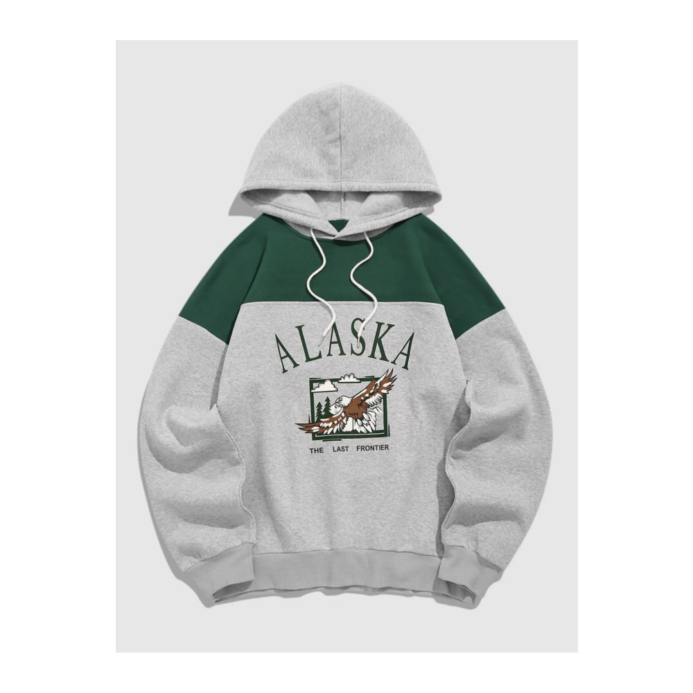 ALİKA Unisex Gri-Yeşil Alaska Kapüşonlu Oversıze Sweatshirt XL Beden Bayan Sweatshirt Fiyatı