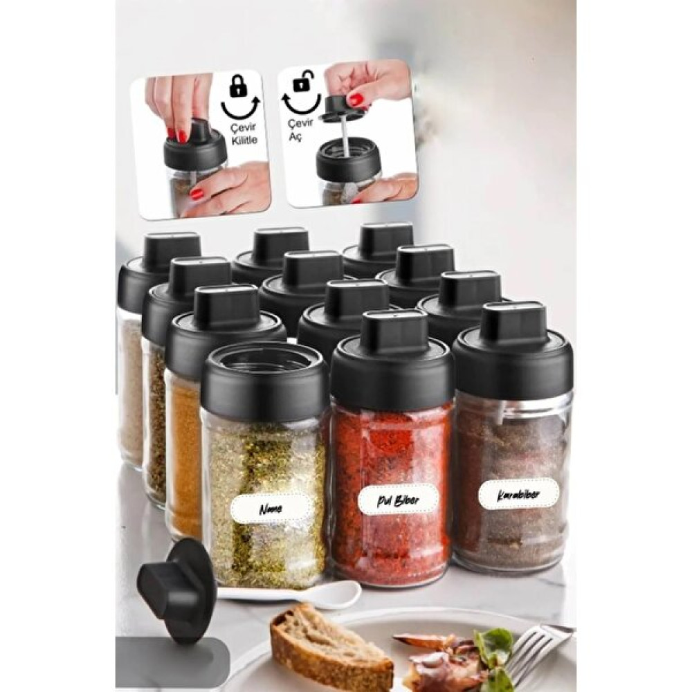 Alin Kitchen Kilitlenebilir Kapaklı Kapağı Kendinden Kaşıklı Baharatlık Seti 300 ml 6 Adet Baharat Setleri & Baharatlıklar Fiyatı