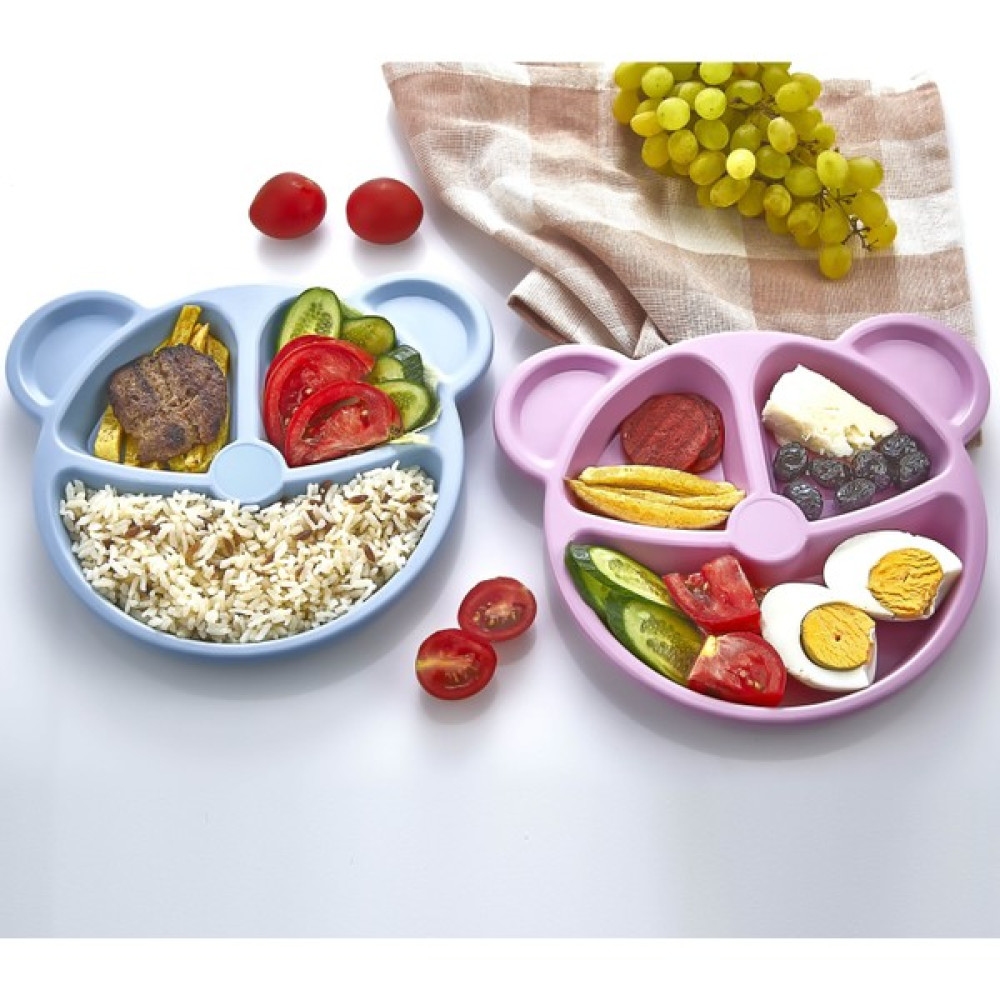 Alin Shop Ayıcık Mama Tabağı Çocuk ve Bebek Yemek Tabağı - Pembe Mama Seti Fiyatı