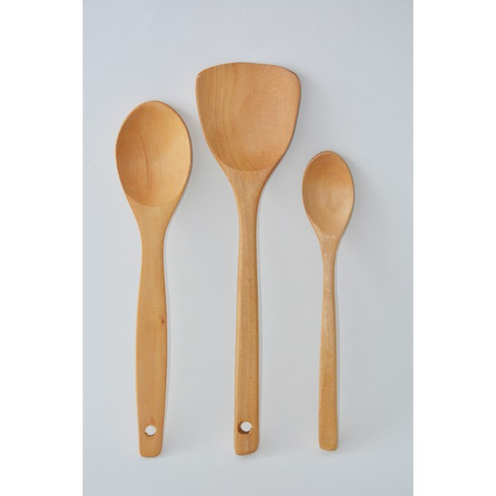 Alınası 3'Lü Bambu Set - 3 Boy Bambu Kaşık Ve Spatula - Tahta Kaşık. - Kahverengi Çatal / Kaşık / Bıçak Takımları Fiyatı
