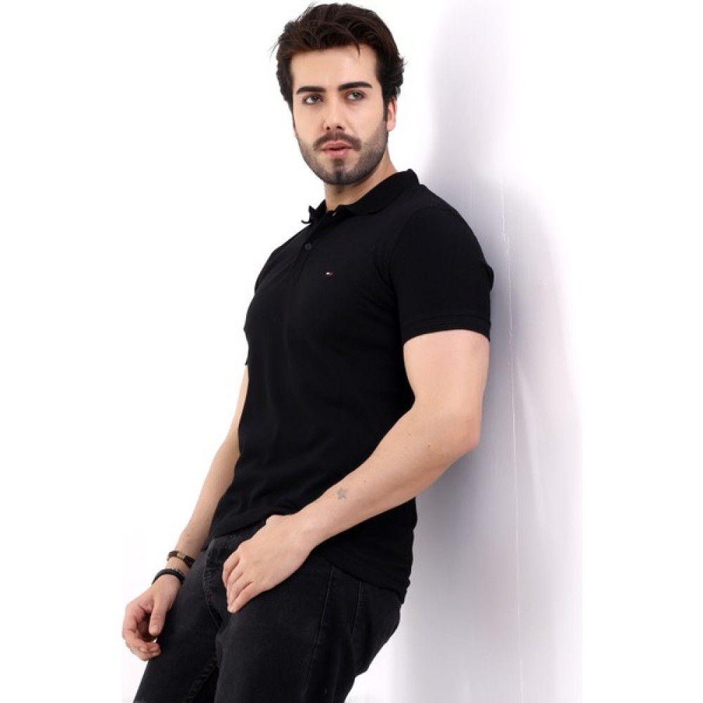 Alinda Erkek Pamuk &Likralı Polo Yaka Kısa Kollu Triko Bantlı Tişört Erkek T-shirt Fiyatı