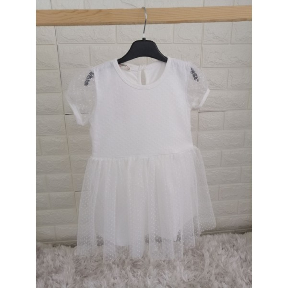 Aliş Alis Kids Beyaz Tüllü Astarlı Kısa Kollu Elbise Kız Çocuk Elbise Fiyatı