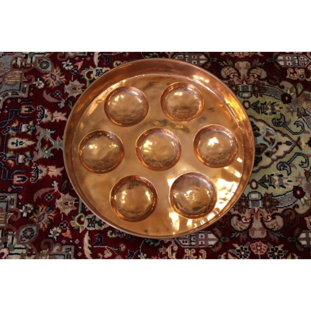 Alis Copper Shop Ozel Yapım 7 Bolmeli Mucver Tavası - 38 cm - Bakır Tavalar Fiyatı