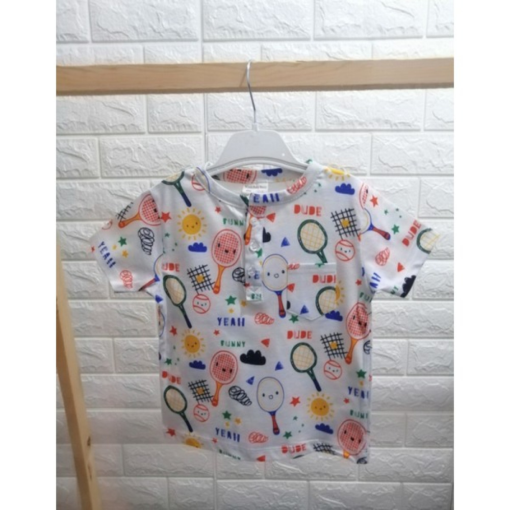 Aliş Erkek Çocuk Pamuklu Tenis Desenli Düğmeli Cepli T-Shirt Erkek Çocuk T-shirt Fiyatı