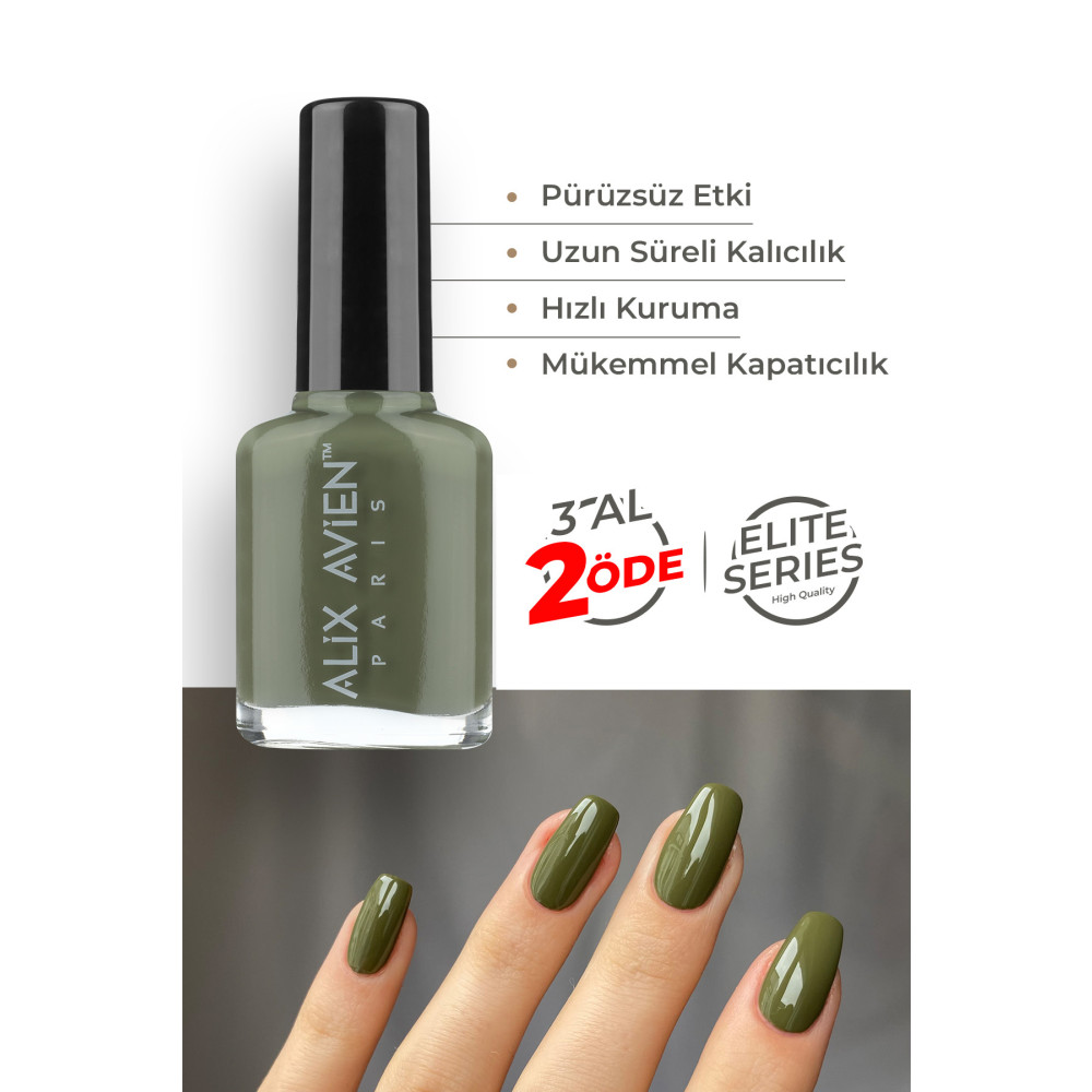 Alix Avien Haki Yeşil 44 - Yüksek Pigmentli Uzun Süreli Kalıcılık Hızlı Kuruma - Nail Lacquer 44 Oje Fiyatı