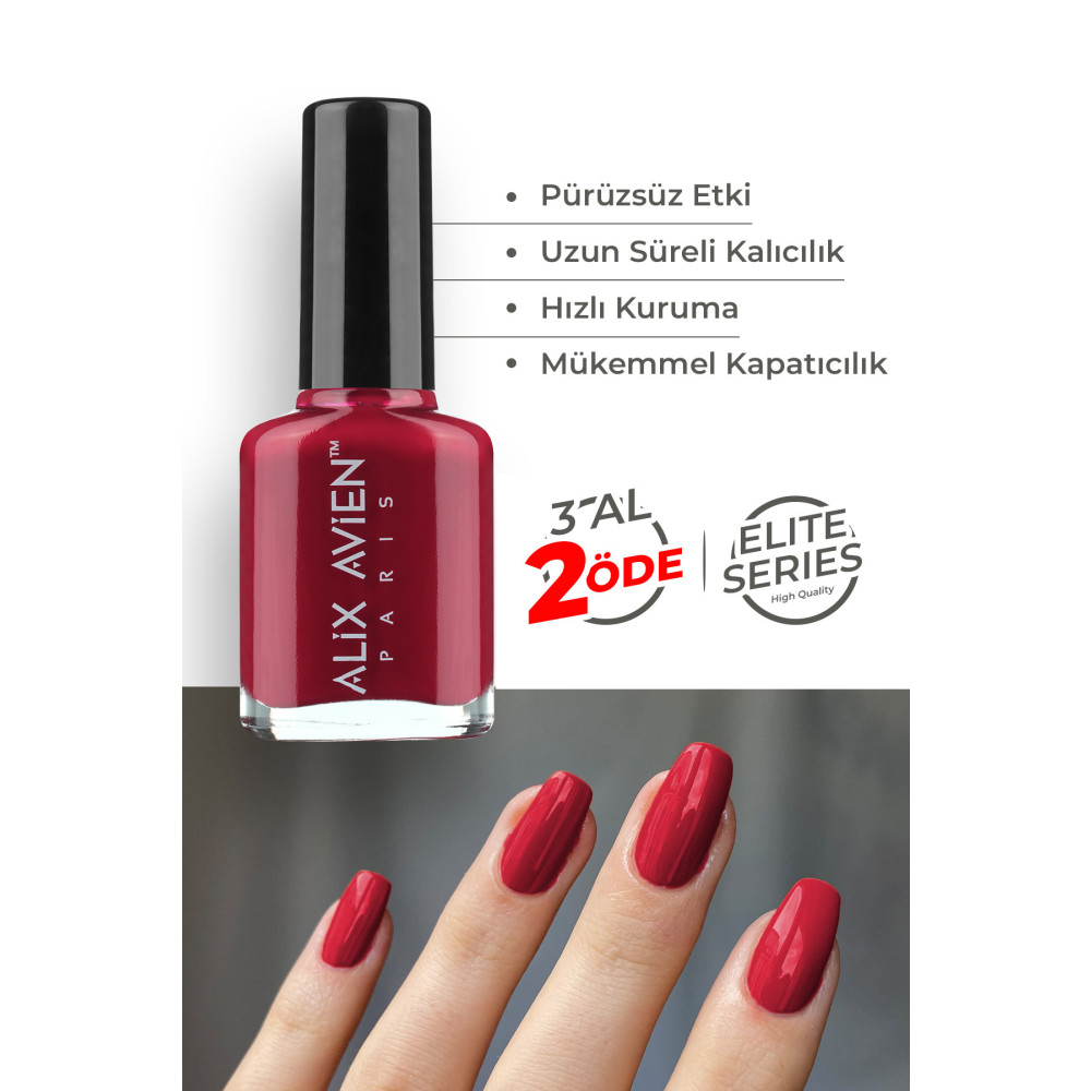 Alix Avien Koyu Kırmızı Oje 58 - Yüksek Pigmentli Uzun Süreli Kalıcılık Hızlı Kuruma - Nail Lacquer 58 Oje Fiyatı