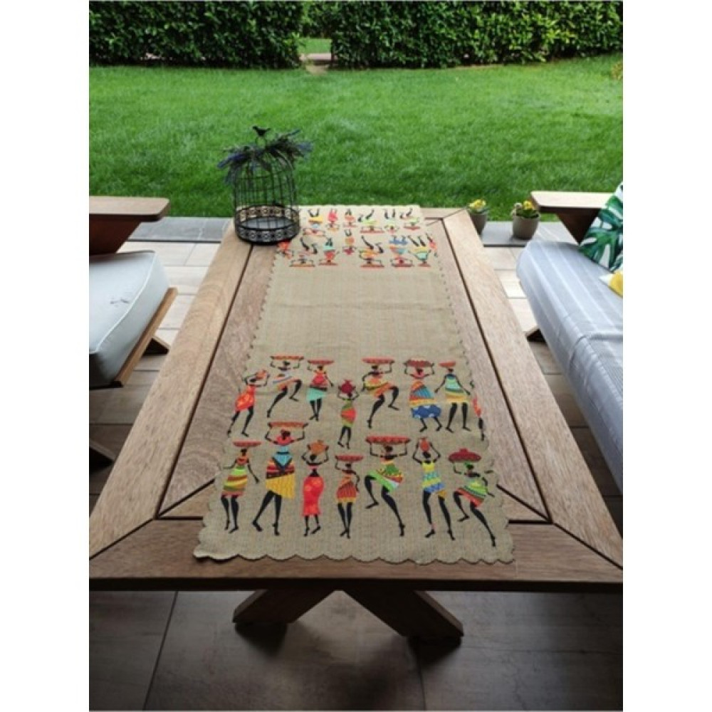 Alize Home Jüt Zemine Ucu Afrikalı Kadınlı Dijital Baskılı Lazer Kesim Runner - - - 105 cm - 109 cm Kumaşlar Fiyatı