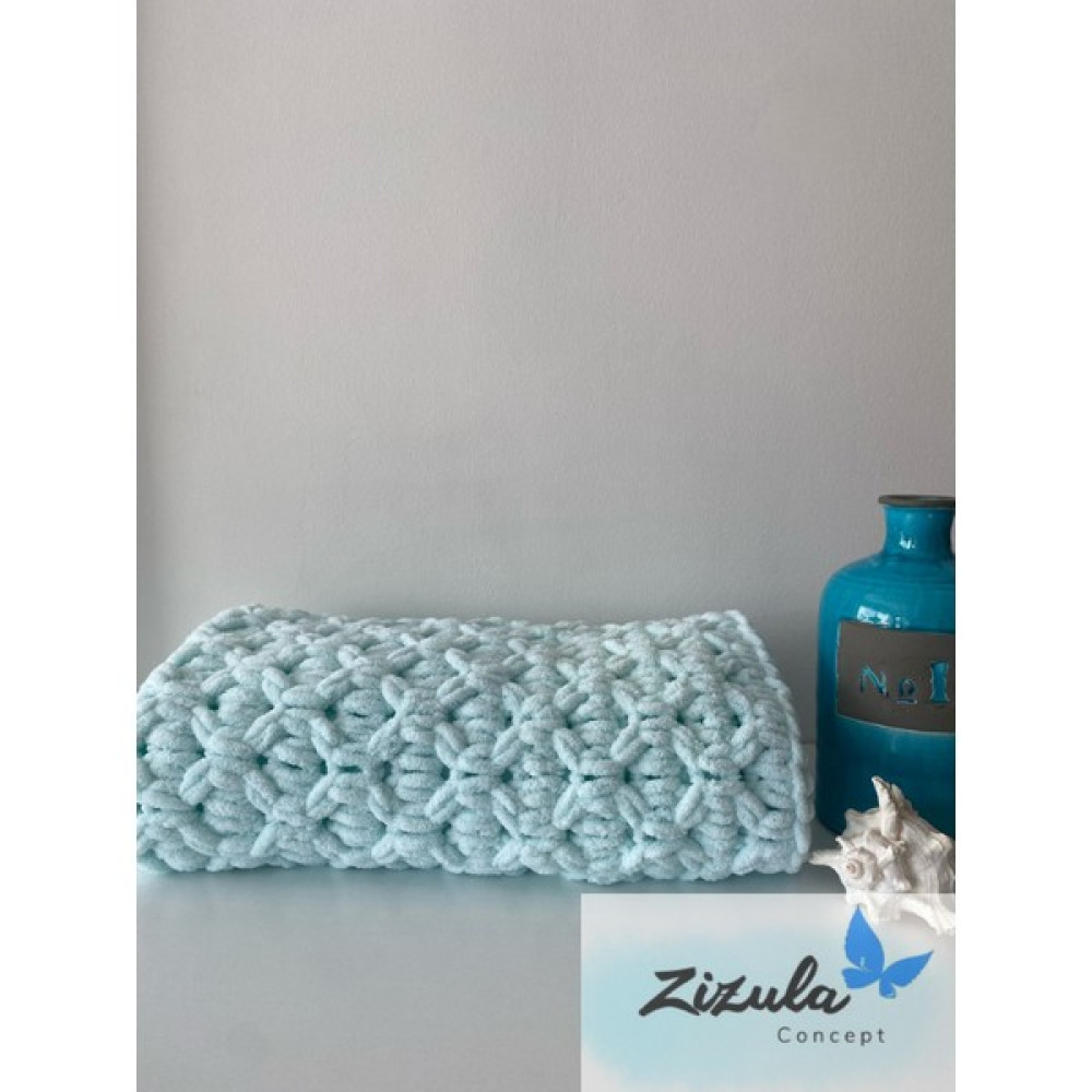Alize Puffy El Örgüsü Bebek Battaniyesi - 100 x 100 - Açık Mavi Bebek Battaniyesi Fiyatı