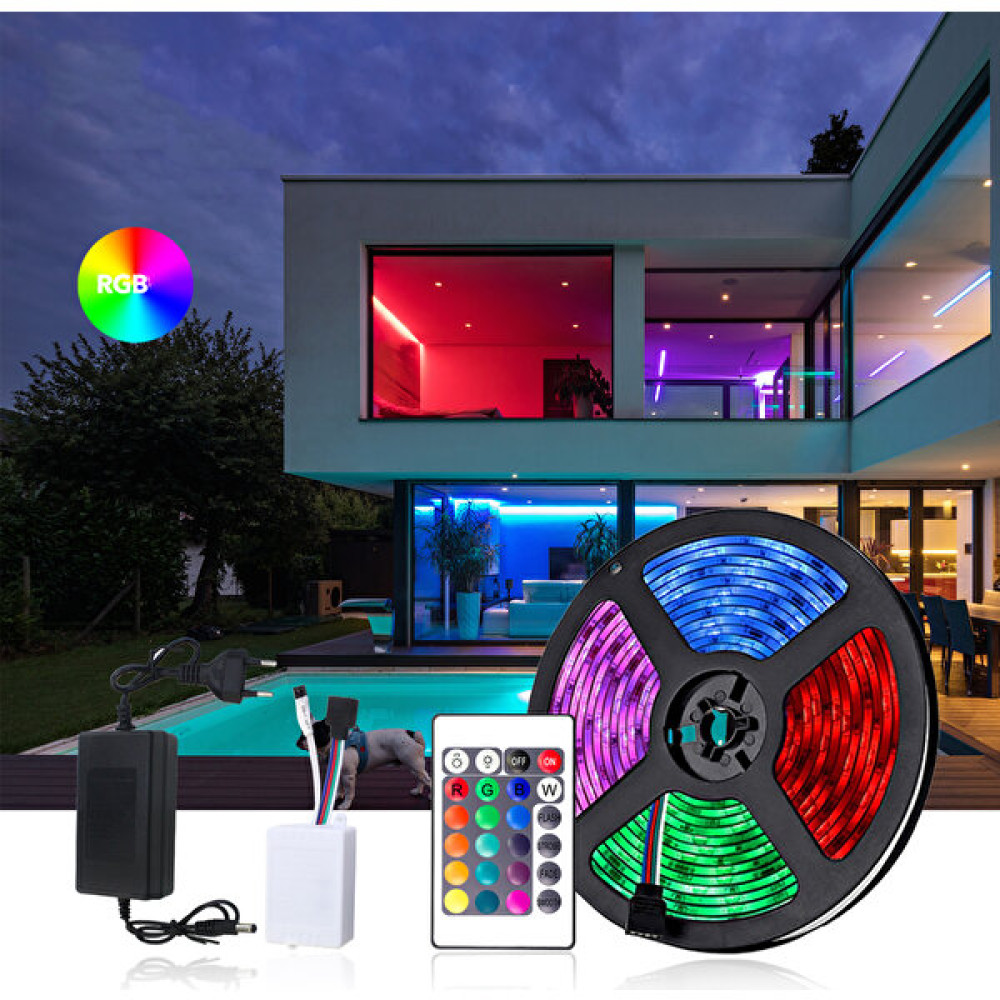 All Avcill LED Şerit LED Iç ve Dış Mekan 3 Çipli 5 Metre Kumandalı Tek Şerit Su Geçirmez LED Rgb - 5 m Led Aydınlatmalar Fiyatı