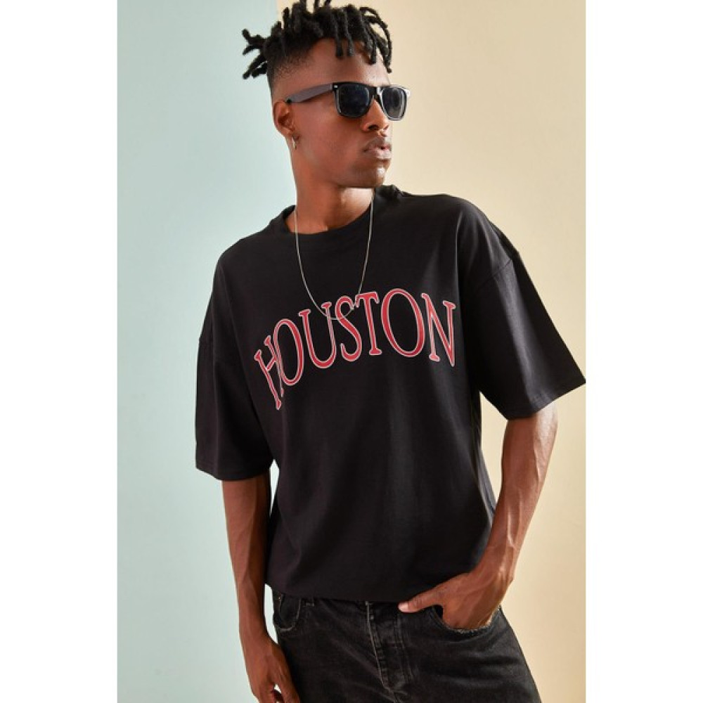 All in Men Unisex Houston Baskılı Oversize T-Shirt Erkek T-shirt Fiyatı