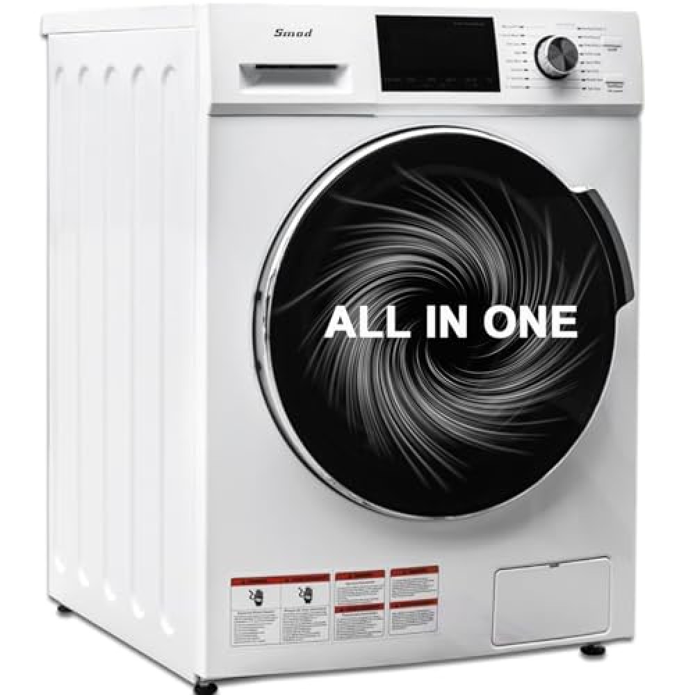 All in One Washer and Dryer Combo 24", 2.7 cu.ft Front Load Washer Dryer in One 26 lbs,16 Cycles, for Apartment,Dorm Use, White
